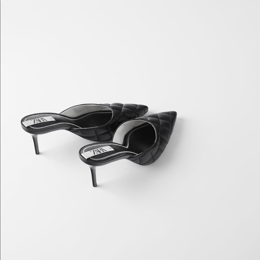 ZARA Quilted Heeled Mules - Picture 5 of 6